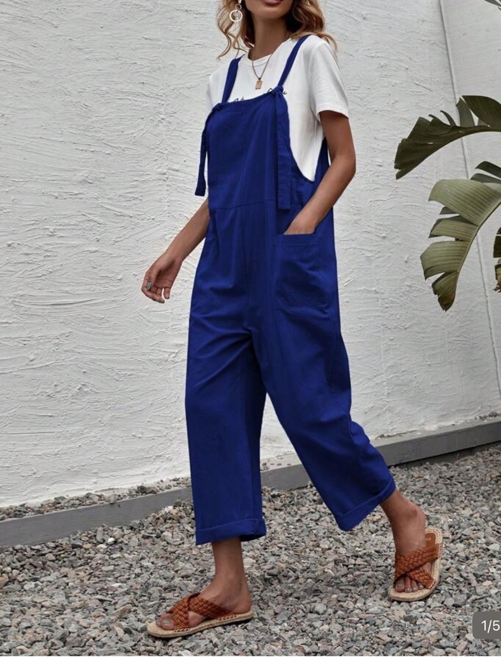 Blue Wide-Leg Overalls